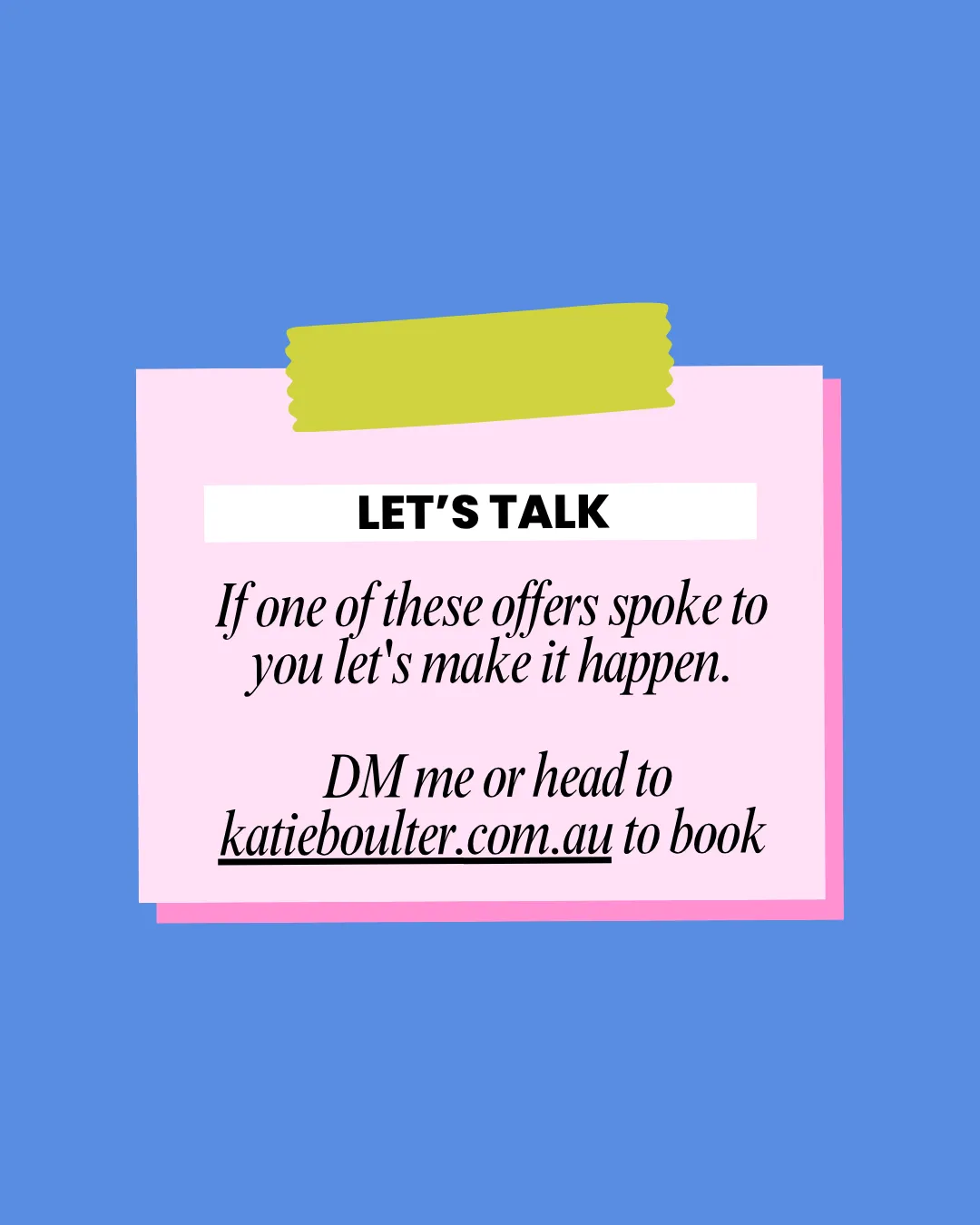 Blue brand CTA graphic reading ‘Let's talk’